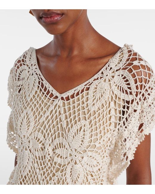 Anna Kosturova Natural Crochet Cotton Beach Dress