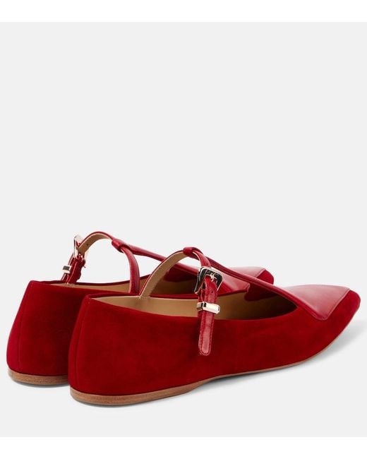 Gabriela Hearst Red Liv Leather And Suede Mary Jane Flats