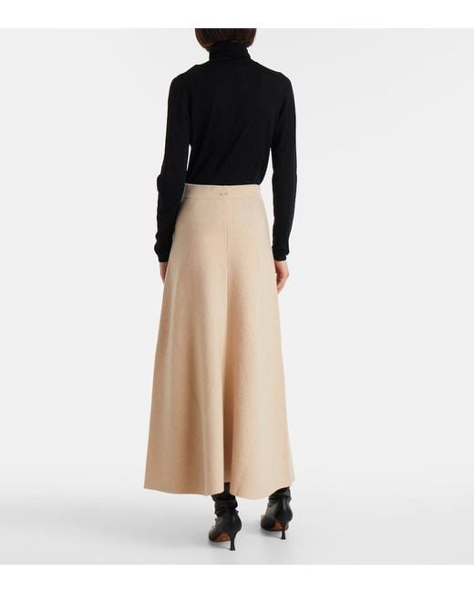 Max Mara Natural Giberna Wool And Cashmere Maxi Skirt