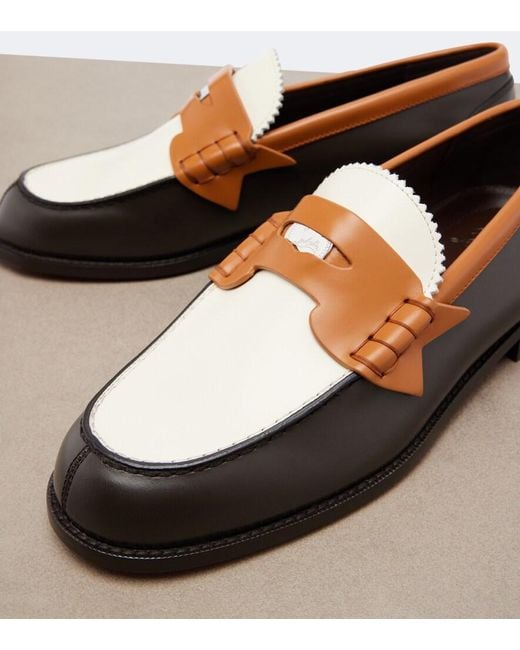 Christian Louboutin Brown Plato Leather Penny Loafers