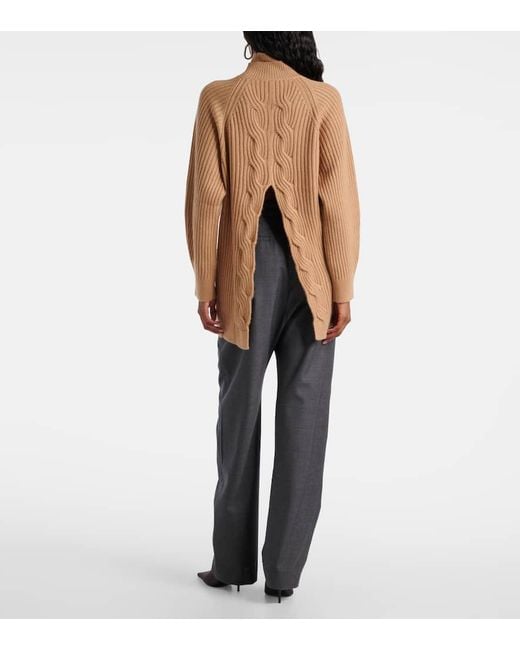 Max Mara Brown Alcazar Wool And Cashmere Turtleneck Sweater