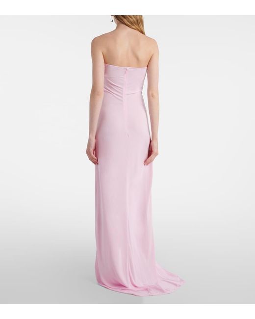 Christopher Esber Pink Arced Palm Gathered Maxi Dress