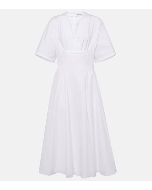 Alaïa White Cotton Poplin Midi Dress