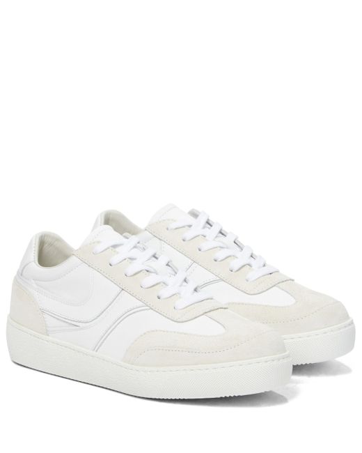 Dries Van Noten White Suede-trimmed Leather Sneakers