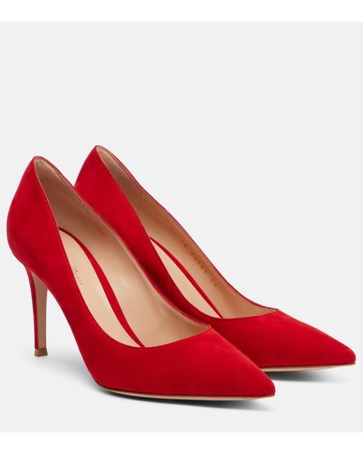 Gianvito Rossi Women's Red Gianvito 85 Suede Pumps