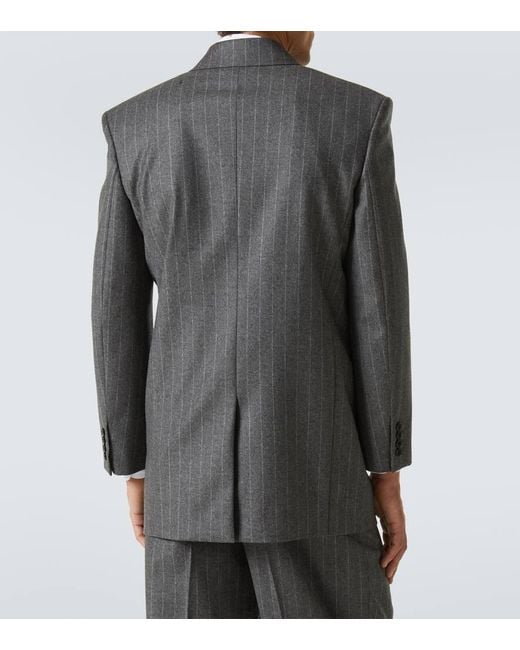 Saint Laurent Gray Pinstripe Wool And Cashmere Blazer for men