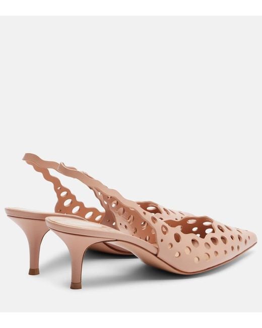 Gianvito Rossi Pink 55 Leather Slingback Pumps