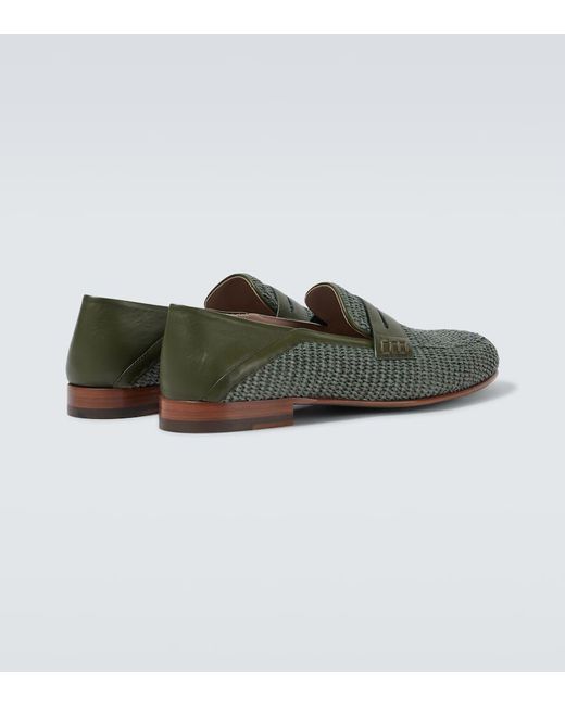 Manolo Blahnik Loafers Padstow Aus Raffiabast Mit Leder in Green für Herren