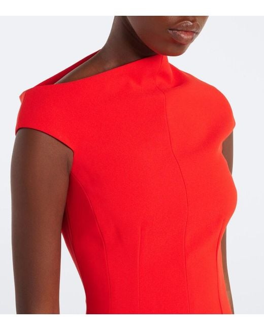 Solace London Red Arion Asymmetric Crepe Gown