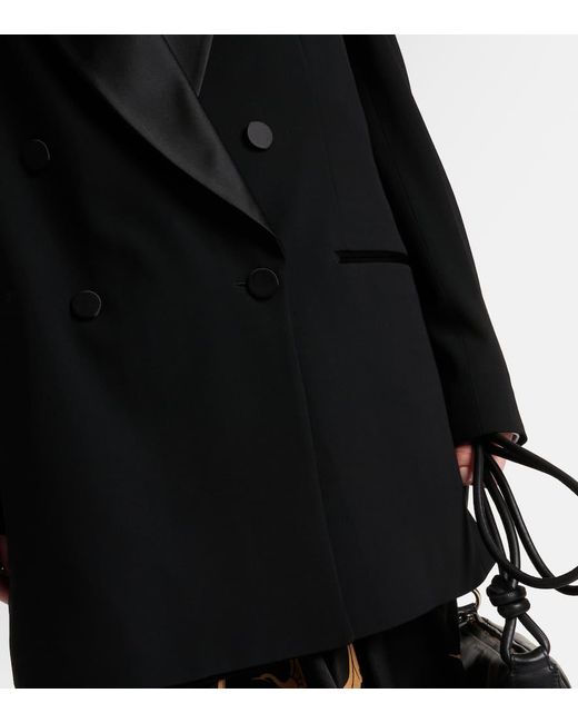 Blazer oversize in misto seta e lana di Dries Van Noten in Black