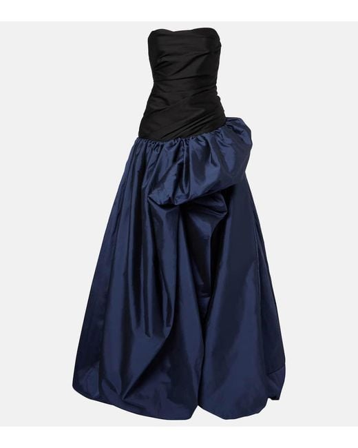 Marmar Halim Blue Draped Off-Shoulder Corset Gown