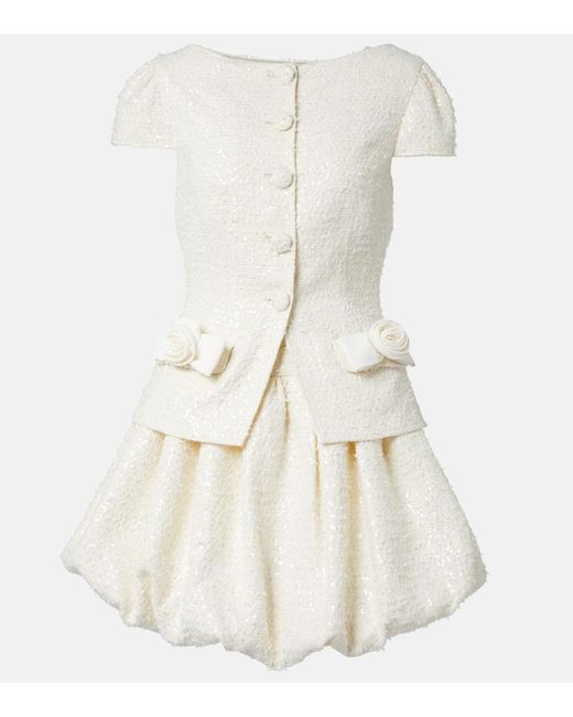 Robe En Boucle A Sequins Self-Portrait en coloris White