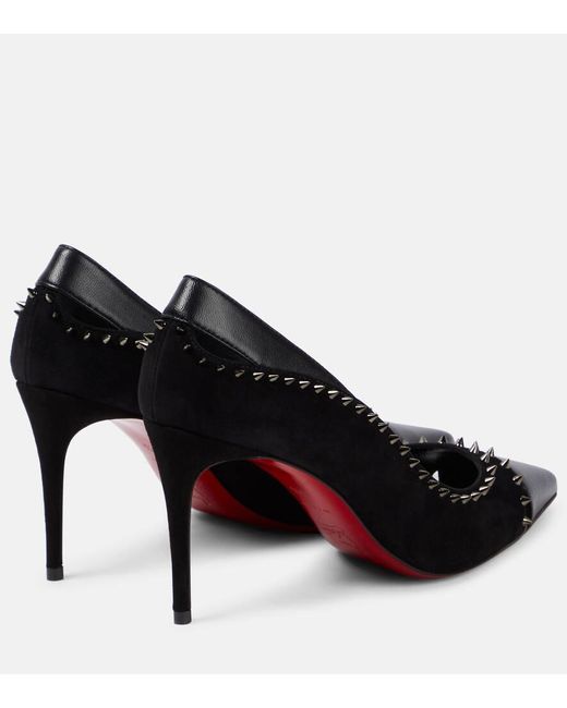 Christian Louboutin Black Duvette Spikes 85 Leather & Suede Pump