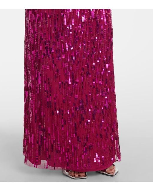 Jenny Packham Purple Sungem Embellished Gown
