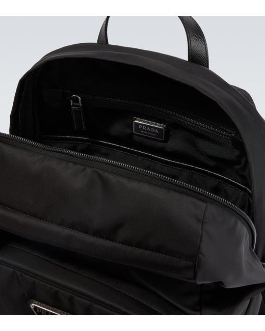 Prada Black Re-Nylon Logo Backpack for men