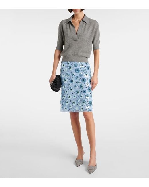 Mini-Jupe A Taille Haute Et A Fleurs ROTATE BIRGER CHRISTENSEN en coloris Blue