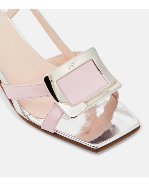 Roger Vivier Pink Belle Vivier 45 Patent Leather Sandals