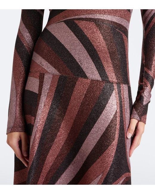 Emilio Pucci Brown Iride Lurex Jersey Midi Dress