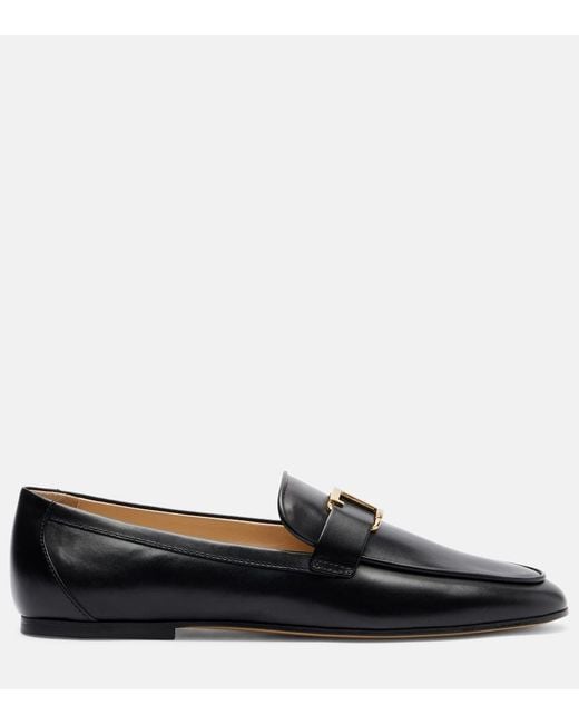 Tod's Black T Timeless Leather Loafers