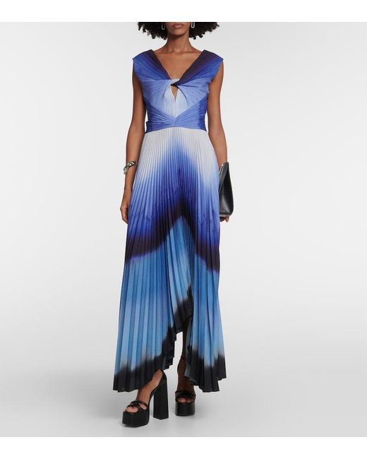 Altuzarra Blue Printed Pleated Maxi Dress