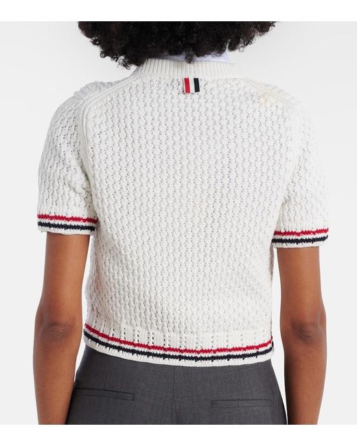 Thom Browne White Jacquard Cotton Sweater