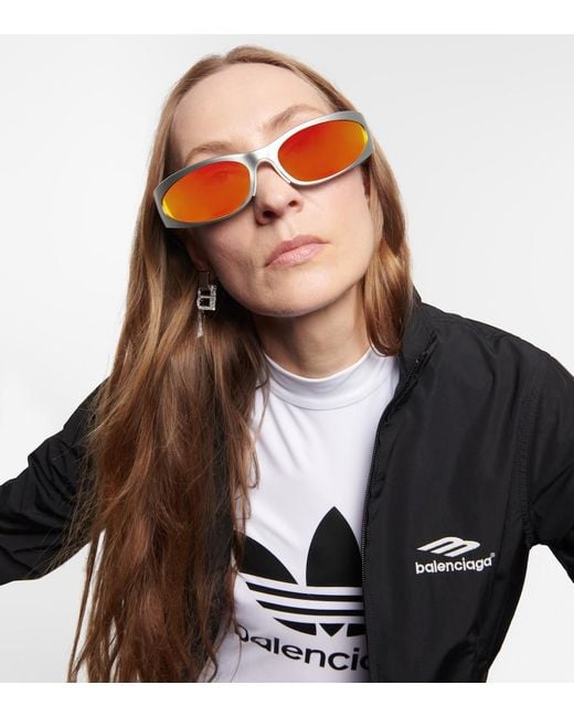 Balenciaga Orange Reverse Xpander Oval Sunglasses