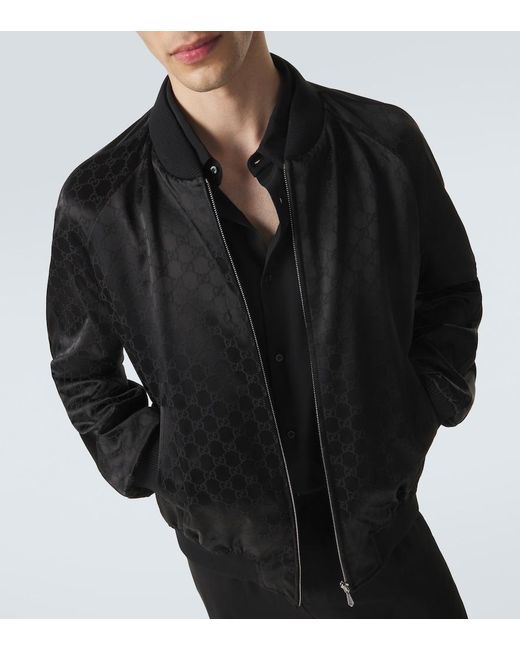 Gucci Black Gg Cotton-Blend Satin Jacket for men