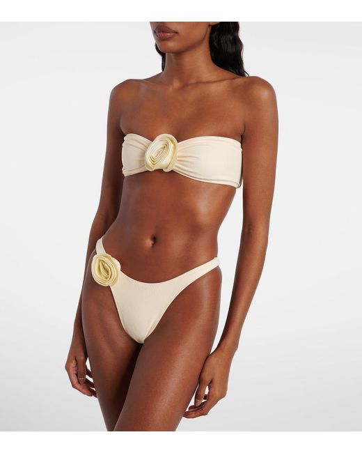SAME Natural Rosette Floral-Applique Bikini Bottoms