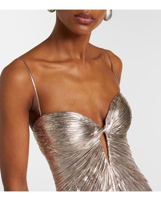 Maria Lucia Hohan Natural Mirren Silk-Blend Chiffon Bustier Gown