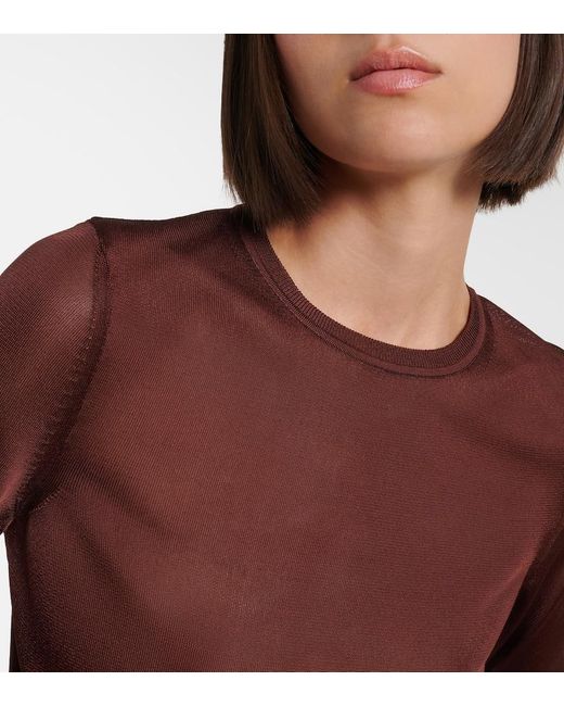 Saint Laurent Red Semi-Sheer Sweater