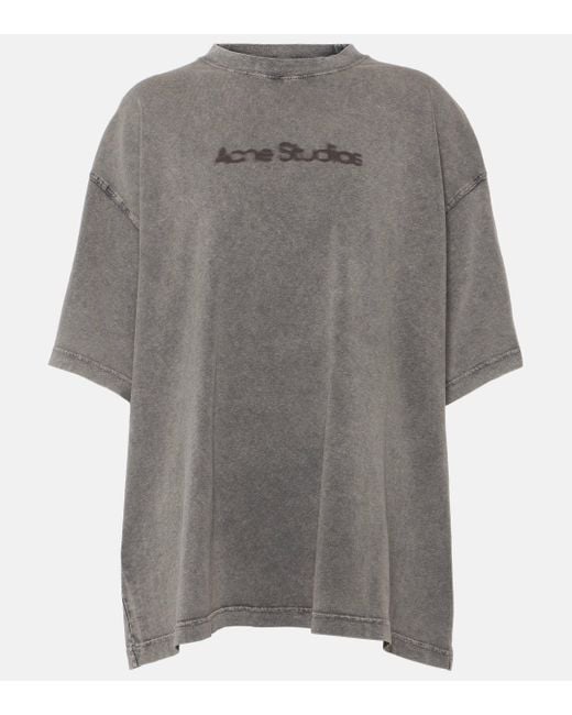 Acne Gray Logo Cotton Jersey T-shirt