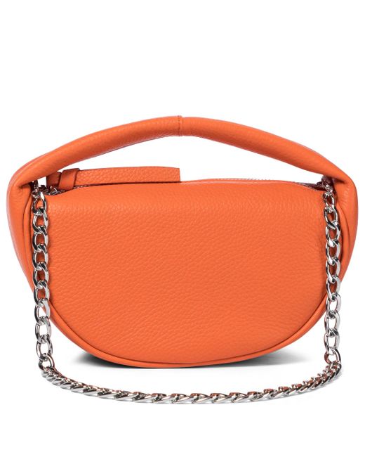 By Far Orange Baby Cush Leather Tote