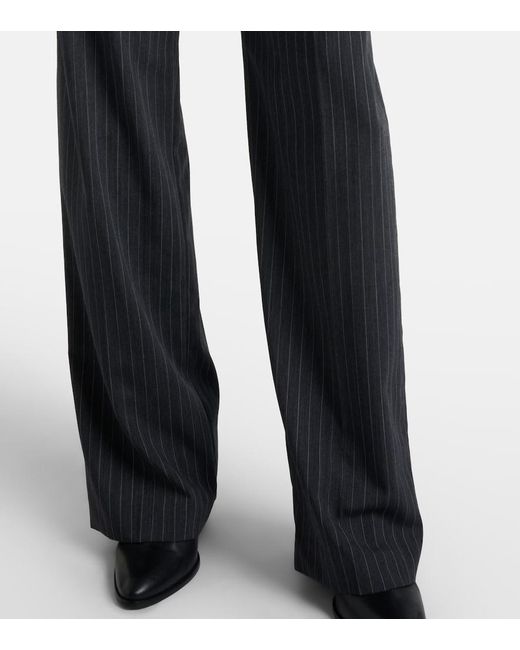 Isabel Marant Blue Pinstriped Wool-Blend Straight Pants