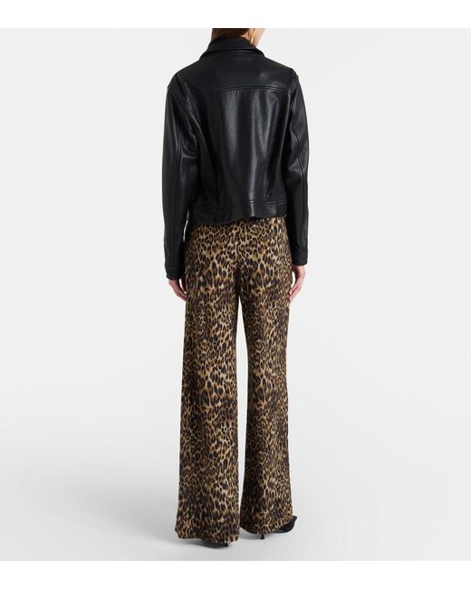 Nili Lotan Brown Adriel Leopard-Print Wide-Leg Pants