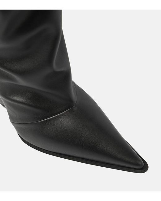 Alexandre Vauthier Black Faux Leather Knee-High Boots