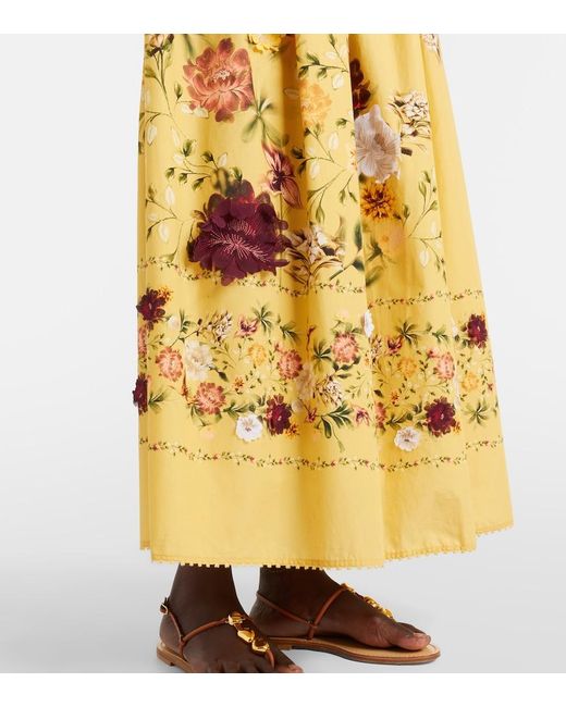 Agua Bendita Metallic Barbara Floral-Applique Cotton Maxi Dress