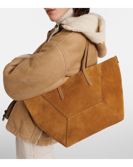 Brunello Cucinelli Brown Duo Large Suede Tote Bag