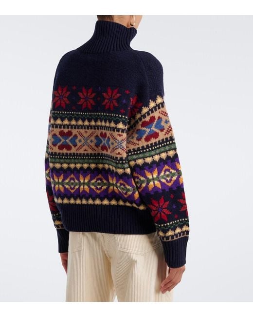 Polo Ralph Lauren Blue Wool-Blend Turtleneck Sweater