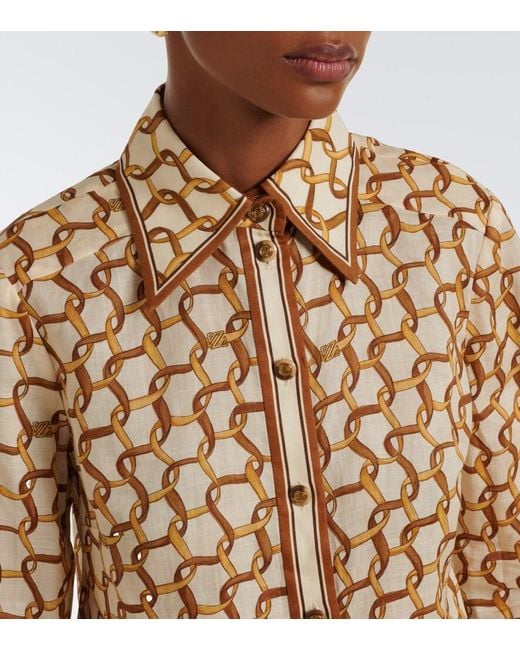 Zimmermann Natural Printed Ramie Shirt