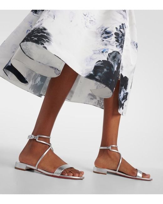 Christian Louboutin White Miss Choca Metallic Leather Sandals