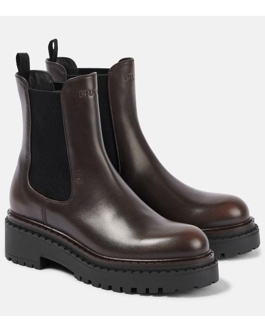 Prada Black Leather Chelsea Boots