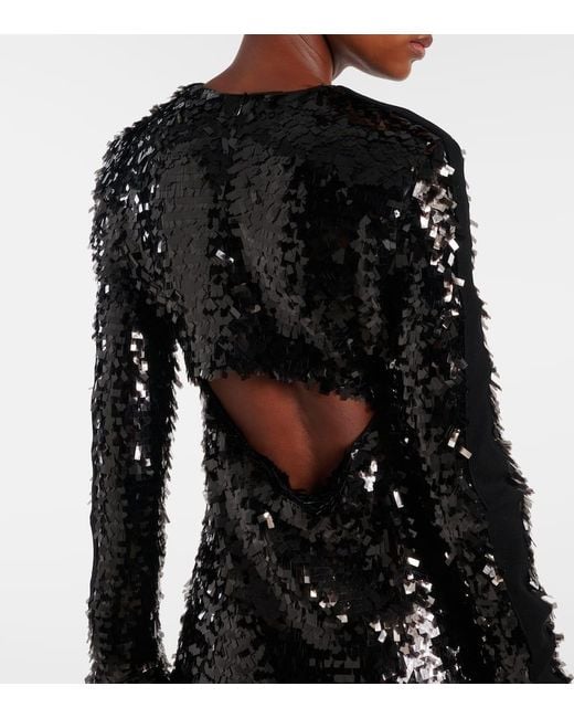 Sportmax Black Elleni Sequined Jersey Midi Dress
