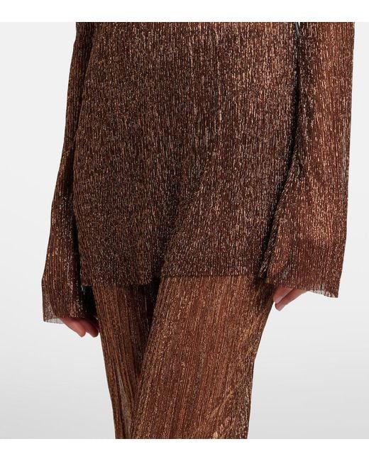 Cala De La Cruz Brown Loretta Lame Top