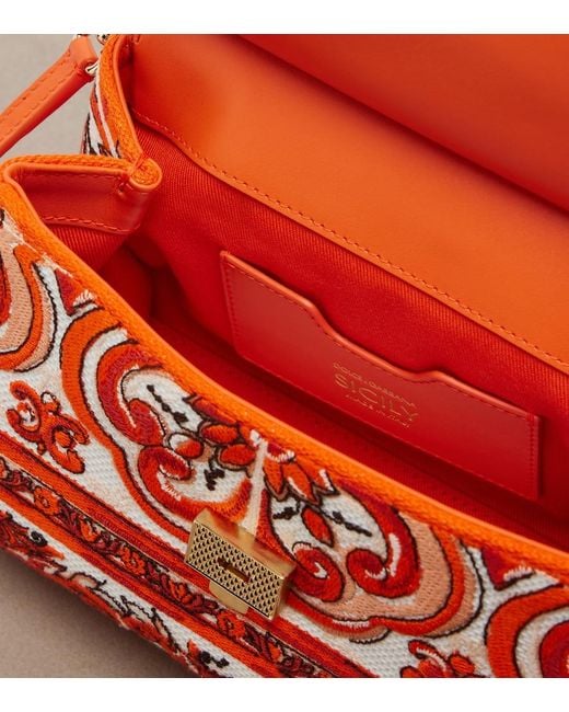 Dolce & Gabbana Sicily Medium Embroidered Top-Handle Bag