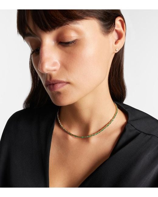 Ileana Makri Metallic Rivulet 18kt Gold Necklace With Emeralds