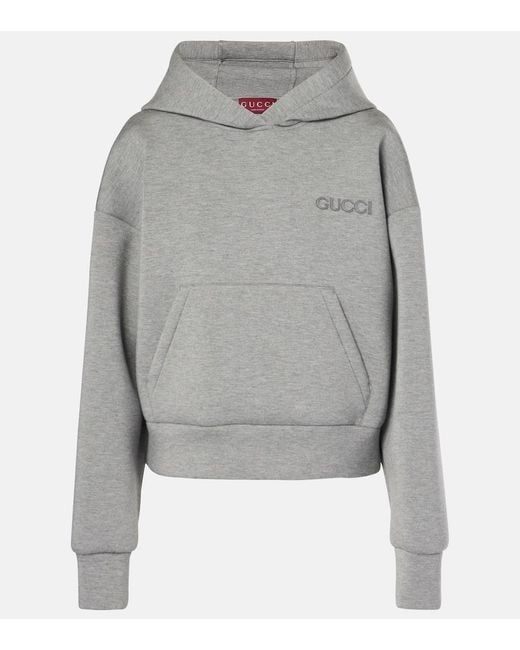 Gucci Gray Logo Jersey Hoodie
