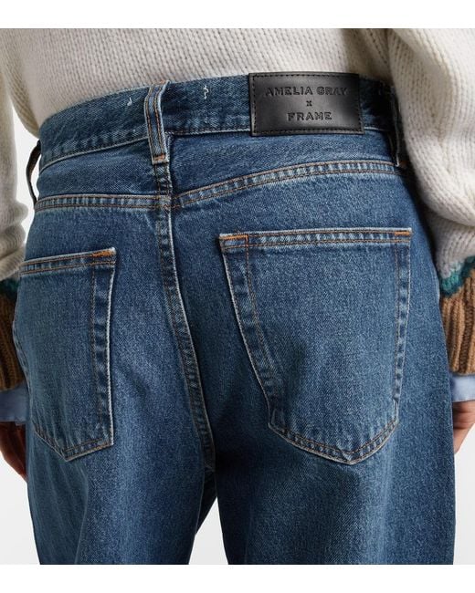 FRAME Blue High-Rise Wide-Leg Jeans Detour