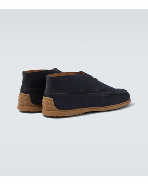 Tod's Blue Suede Desert Boots for men