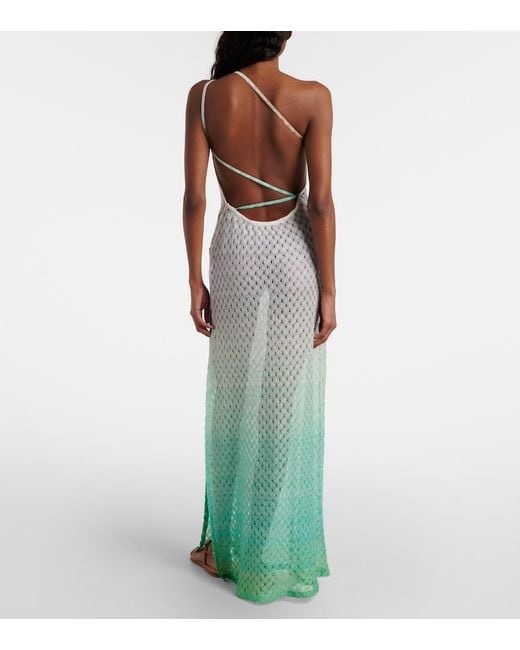Missoni White Open-Knit One-Shoulder Lame Beach Cover-Up