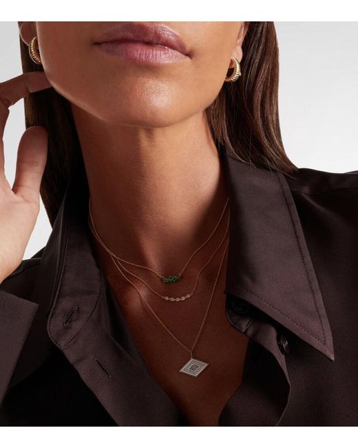 Sydney Evan Metallic Cocktail Bar 14Kt Necklace With Emeralds And Diamonds